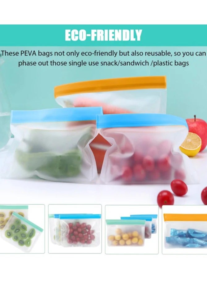 بيرام أكياس تخزين قابلة لإعادة الاستخدام من بيرام عدد 2 حافظة ستاندنغ شبيهة بزيبلوك آمنة لغسالة الصحون مانعة للتسرب خالية من مادة BPA مصنوعة من مادة PEVA آمنة للفريزر مناسبة للغداء والسندويشات آمنة للطعام ومناسبة للرحلات والسفر - Image 3