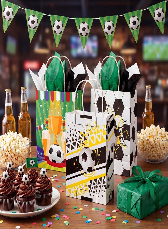 HORLIMER 12 Pack Soccer Goodie Bags, 8.3’’x6.3’’x3.1’’Soccer Snack Bags with Handles and 12 Tissue Paper, Soccer Gift Bags for Football Theme Party, Kids Birthdays - Image 4
