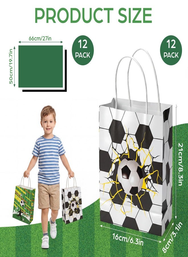 HORLIMER 12 Pack Soccer Goodie Bags, 8.3’’x6.3’’x3.1’’Soccer Snack Bags with Handles and 12 Tissue Paper, Soccer Gift Bags for Football Theme Party, Kids Birthdays - Image 2