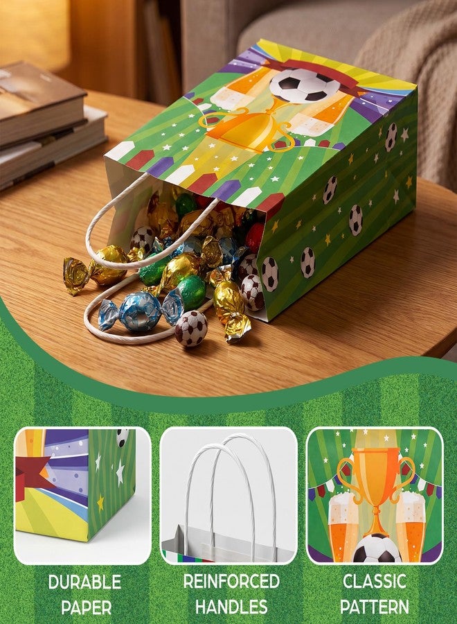 HORLIMER 12 Pack Soccer Goodie Bags, 8.3’’x6.3’’x3.1’’Soccer Snack Bags with Handles and 12 Tissue Paper, Soccer Gift Bags for Football Theme Party, Kids Birthdays - Image 3