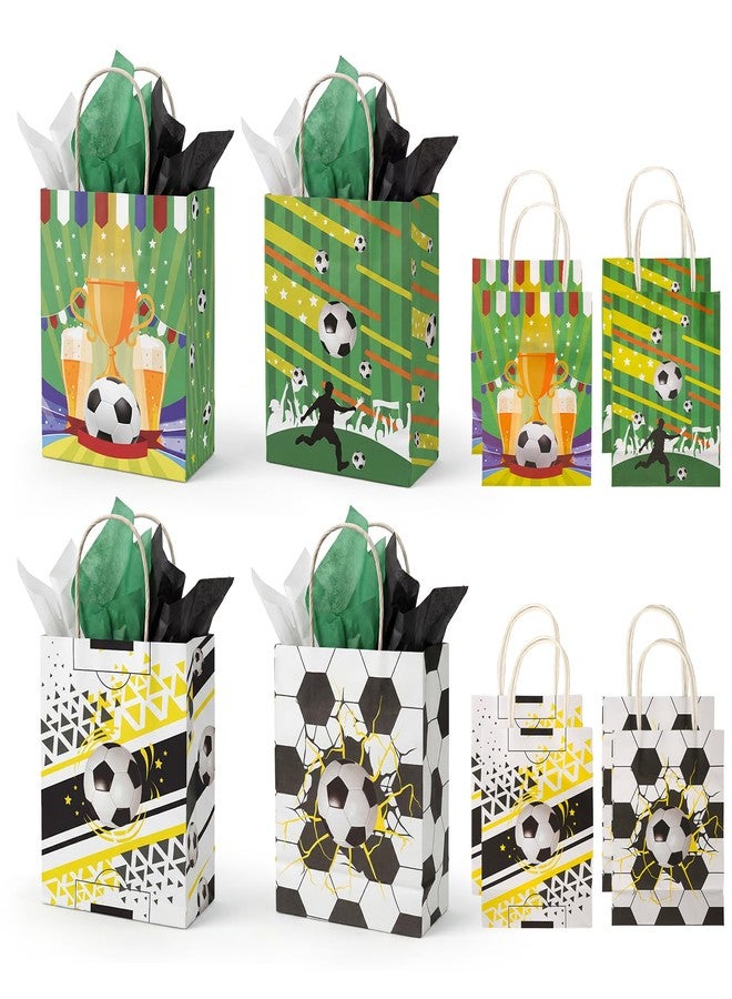 HORLIMER 12 Pack Soccer Goodie Bags, 8.3’’x6.3’’x3.1’’Soccer Snack Bags with Handles and 12 Tissue Paper, Soccer Gift Bags for Football Theme Party, Kids Birthdays - Image 1