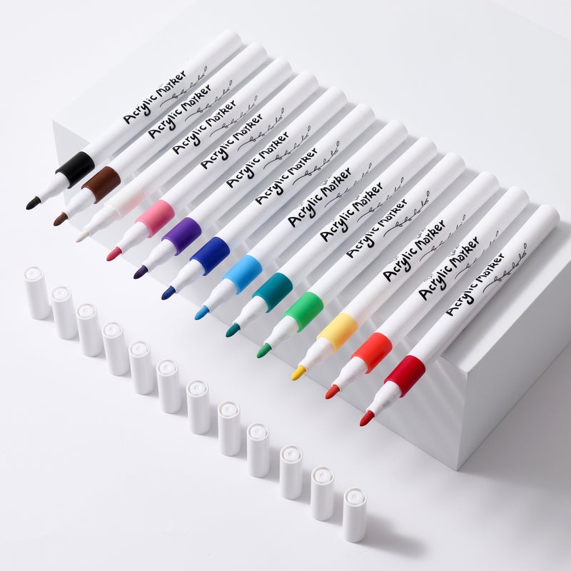 Autonomy 12 color acrylic marker color waterproof quick-drying children hand-painted diy art graffiti suit cross-border marker pen - Image 2