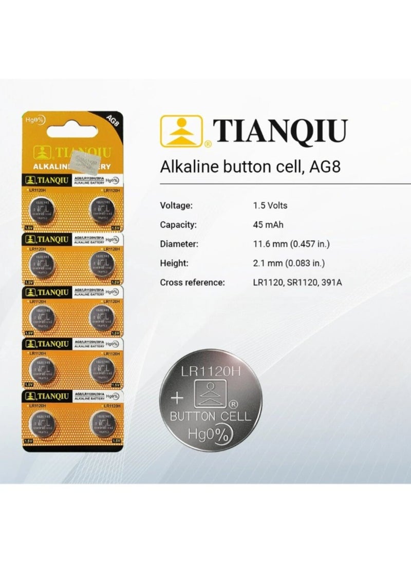 TIANQIU 10-Pieces Tianqiu AG8/ LR1120H/ 391A 1.5V Alkaline Batteries  - Image 2