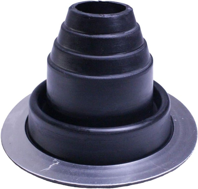 Flashers #2 Black EPDM Round Flexible Roof Jack Metal Roofing Pipe Flashing (Fits Pipe OD 1-3/4" to 3-1/4") - 100% Made In The USA - Image 1