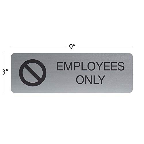 SBLABELS Employees Only Indoor Easy Adhesive Mount Door and Wall Sign for Private Rooms Restaraunts and Small Businesses 3" x 9" - Silver - Image 3