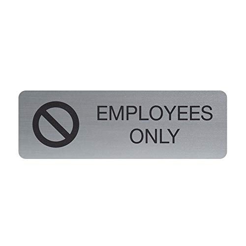 SBLABELS Employees Only Indoor Easy Adhesive Mount Door and Wall Sign for Private Rooms Restaraunts and Small Businesses 3" x 9" - Silver - Image 1