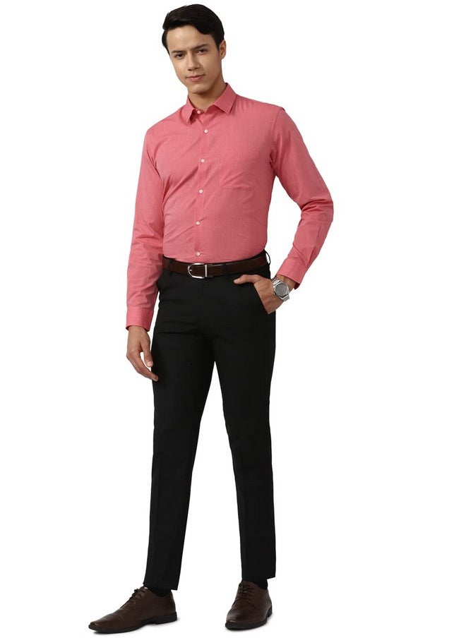Peter England Peter England Men's Solid Slim Fit Shirt (PESFOSLPL65546_Red 39)  - Image 5