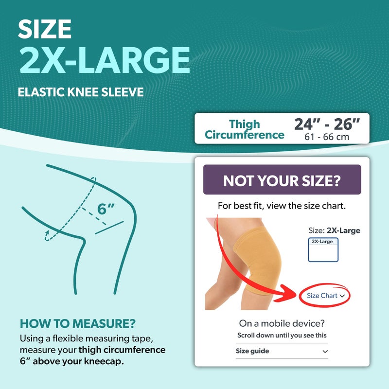 BraceAbility Elastic Slip-on Knee Sleeve | Flexible Fabric Knee Pain Compression Bandage for Stretchy, Lightweight & Comfortable Support (2XL) - Image 2