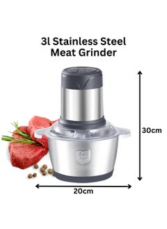 Generic TEGRILO Electric Meat Grinder, 2 Speeds 300W Food Chopper, 3L Upgraded Multi-Function Stainless Steel Kitchen Food Processor, Household Mincer For Meat, Onion, Vegetables, Nuts  - Image 3