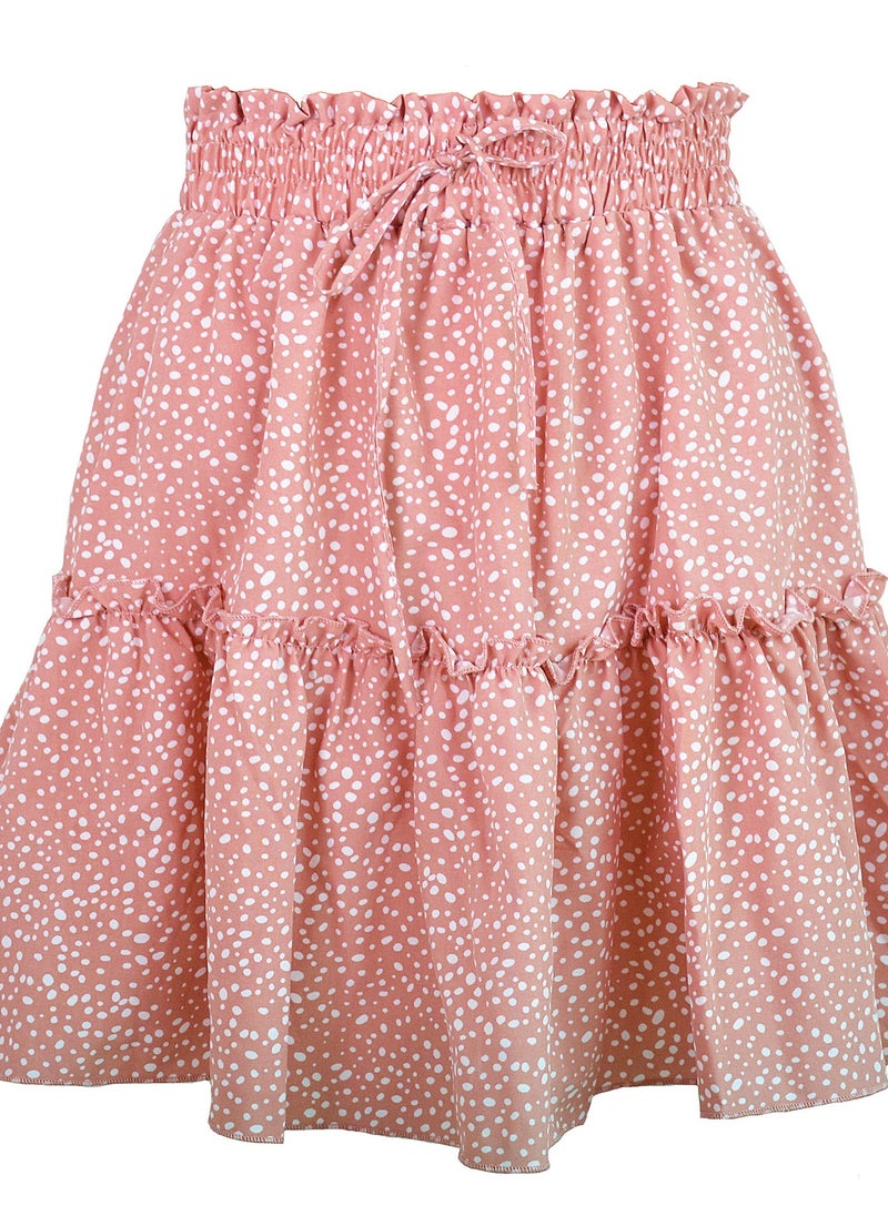 Generic Summer Women's High Waist Chiffon Short Skirt Pleated Wavy Print Skirt 