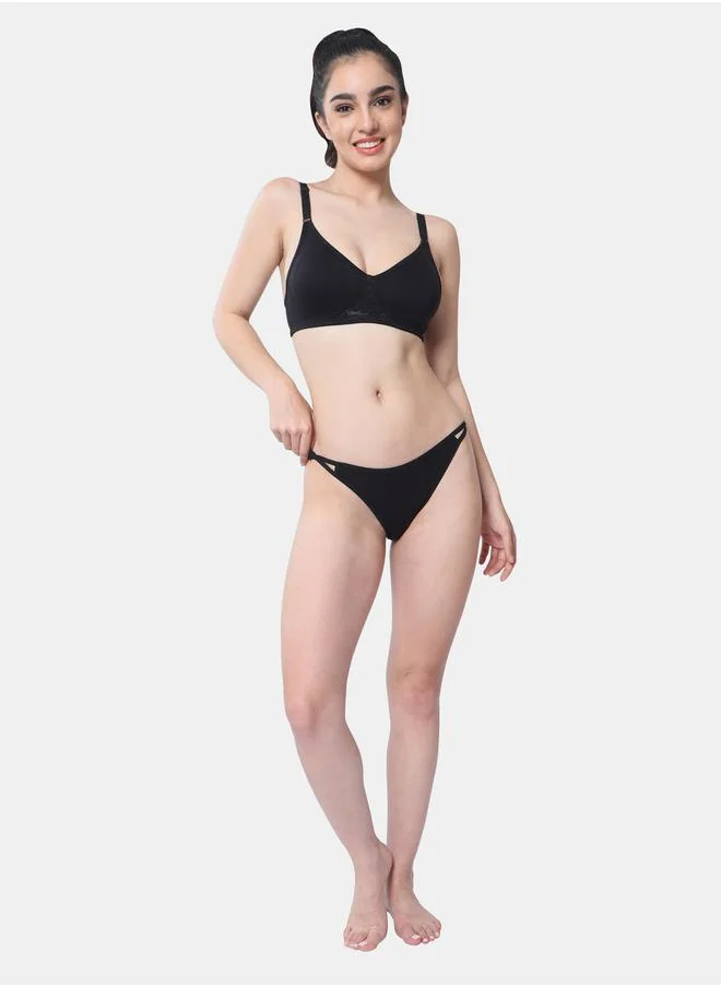 Envie Padded Cotton Lace Insert Bra by Styli