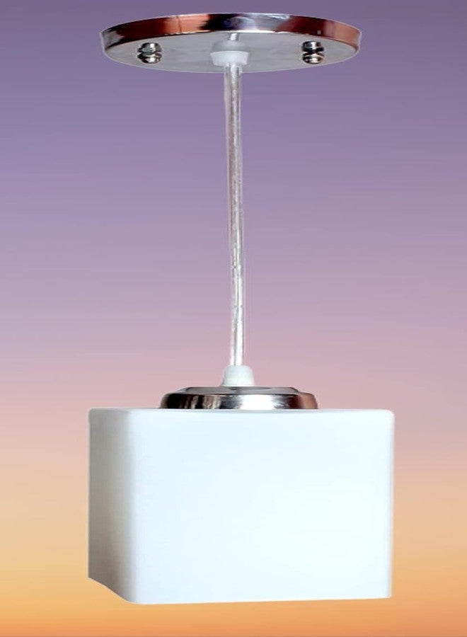 kinis Decorative Hanging Lamp/Pendant Lamp/Ceiling Light to Décor Home/Living Room/Bedroom/Office/Dining/Cafe/Restaurants, Square, Frostat (Pack of 1, with Bulb) - Image 1