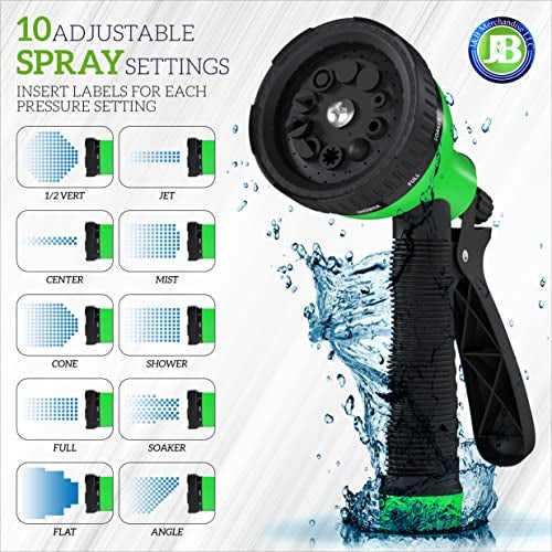 J B J&B XpandaHose 75ft Expandable Garden Hose with Holder - Heavy Duty Superior Strength 3750D - 4 -Layer Latex Core - Extra Strong Brass Connectors and 10 Spray Nozzle w/Storage Bag (Green 75) - Image 4