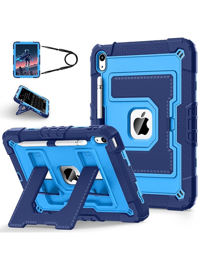Alyashmac Military Grade Shockproof Case for iPad 11th Gen (2025, A16) 11 Inch  iPad 10th Gen (2022) 10.9 Inch - Heavy Duty Cover with Built-in Pencil Holder, Adjustable Kickstand  Detachable Shoulder Strap (Navy Blue) - Image 1