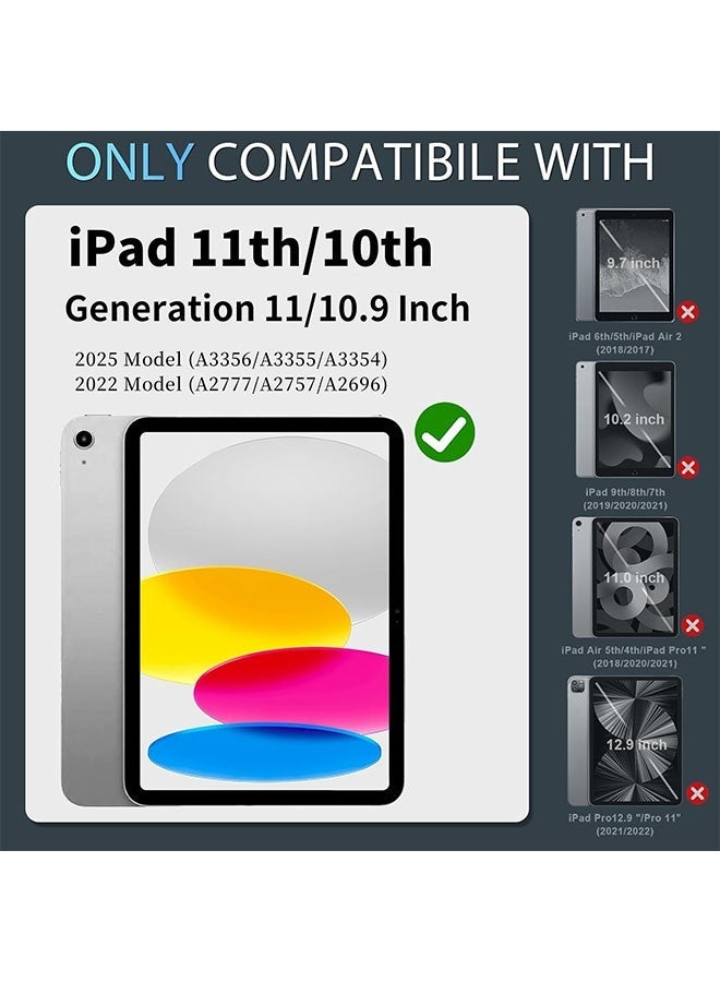 Alyashmac Military Grade Shockproof Case for iPad 11th Gen (2025, A16) 11 Inch  iPad 10th Gen (2022) 10.9 Inch - Heavy Duty Cover with Built-in Pencil Holder, Adjustable Kickstand  Detachable Shoulder Strap (Navy Blue) - Image 3