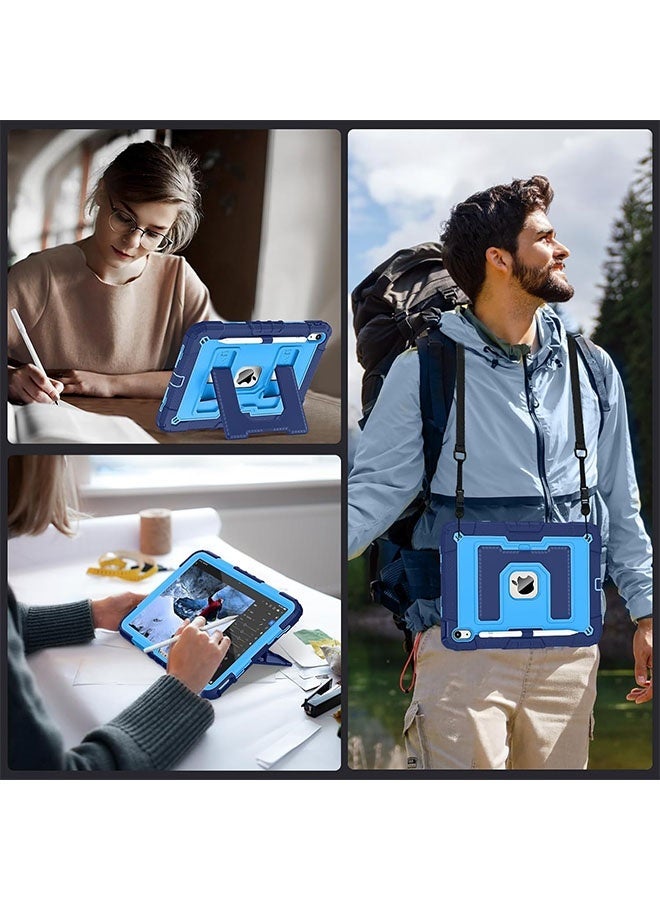 Alyashmac Military Grade Shockproof Case for iPad 11th Gen (2025, A16) 11 Inch  iPad 10th Gen (2022) 10.9 Inch - Heavy Duty Cover with Built-in Pencil Holder, Adjustable Kickstand  Detachable Shoulder Strap (Navy Blue) - Image 2