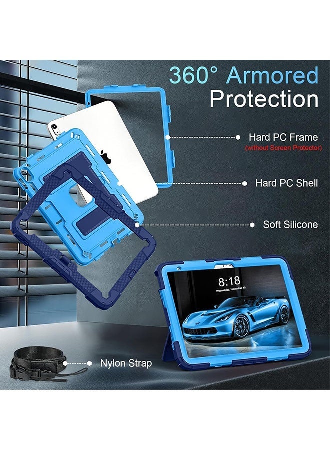 Alyashmac Military Grade Shockproof Case for iPad 11th Gen (2025, A16) 11 Inch  iPad 10th Gen (2022) 10.9 Inch - Heavy Duty Cover with Built-in Pencil Holder, Adjustable Kickstand  Detachable Shoulder Strap (Navy Blue) - Image 4