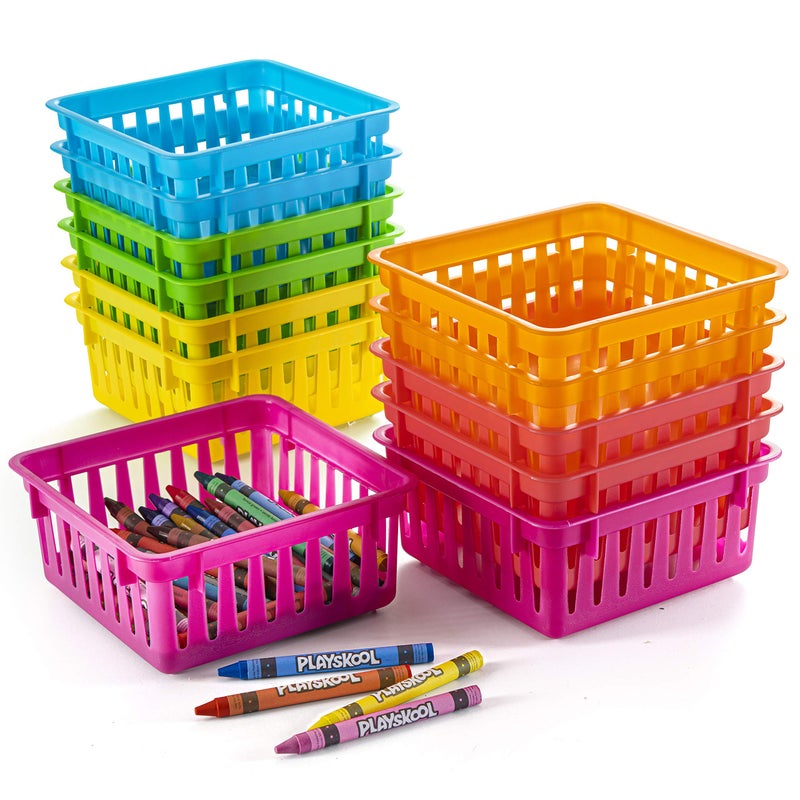 Prextex Classroom Storage Baskets Crayon and Pencill Container - Classroom Organization - Crayon Holder - Storage Basket, Shelf & Desk Organizer - Classrooms, Office Desk, Small Desk, and Toy Storage - Image 1