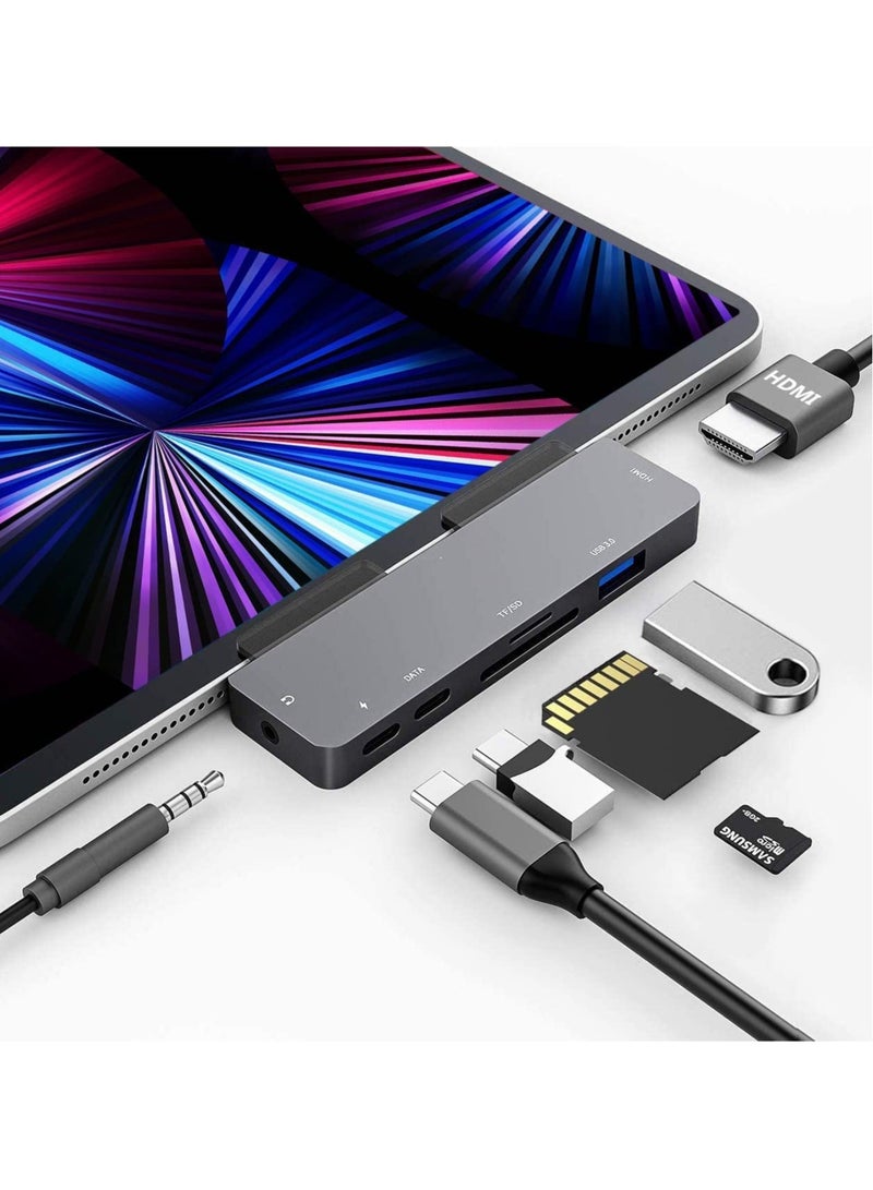 ELTRAZONE 7 in 1 USB C Hub with 5 Gbps USB-C and 2 USB-A 3.0 Data Ports, PD 100W Charging, 4K Type C to HDMI, SD/TF Card Reader, Multiport Adapter Compatible 2016. 2017, 2018, MacBook Pro, New Mac Air/Surface - Image 1