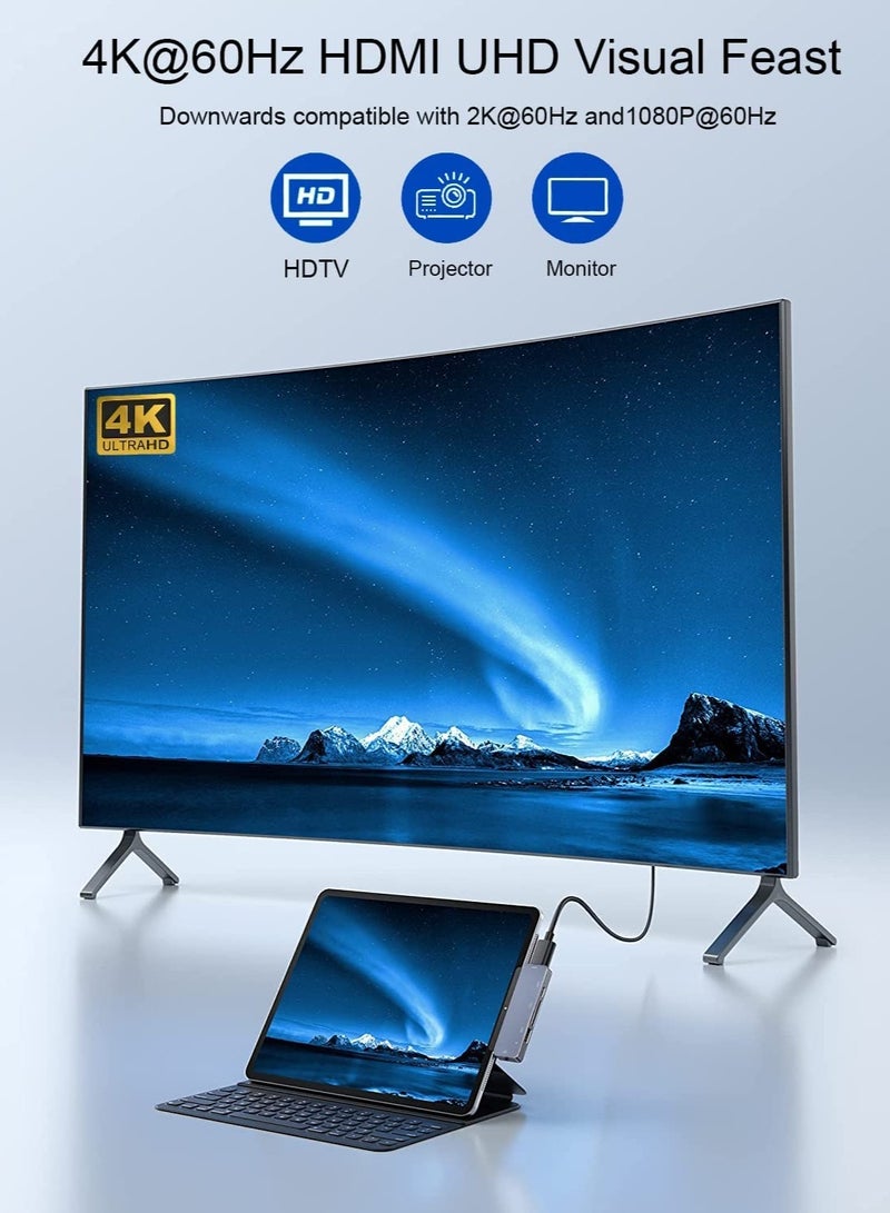 ELTRAZONE 7 in 1 USB C Hub with 5 Gbps USB-C and 2 USB-A 3.0 Data Ports, PD 100W Charging, 4K Type C to HDMI, SD/TF Card Reader, Multiport Adapter Compatible 2016. 2017, 2018, MacBook Pro, New Mac Air/Surface - Image 3