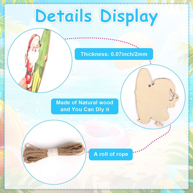CCINEE 36pcs Tropical Christmas Wooden Hanging Ornaments, Summer Xmas Tree Decorations for Beach Christmas in July Hawaii Party Wooden Ornaments - Image 4