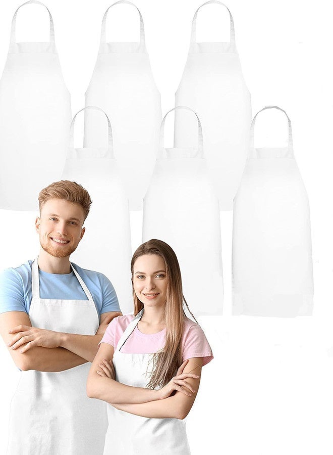 Saiboro Kitchen Chef Apron for Women Men,6pcs Fabric Chef Apron,Kitchen Cooking Baking Hairstylist Woodworking Welding Carpenter Work Bib Apron-White - Image 1