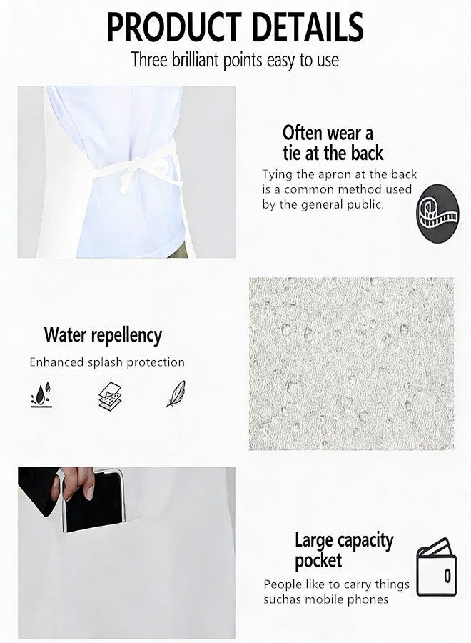 Saiboro Kitchen Chef Apron for Women Men,6pcs Fabric Chef Apron,Kitchen Cooking Baking Hairstylist Woodworking Welding Carpenter Work Bib Apron-White - Image 3