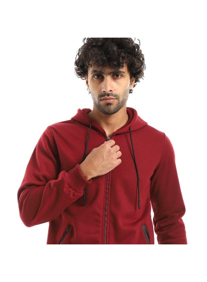 Caesar Men's hoodie with hood and front zipper - Image 4