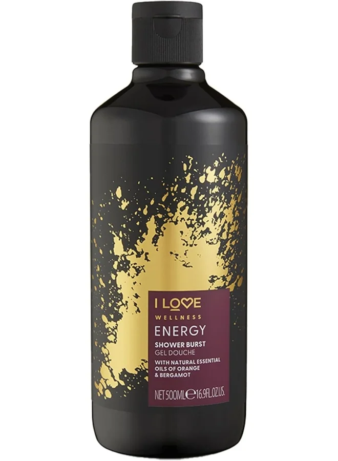I LOVE I LOVE Wellness Shower Burst Energy – Invigorating Citrus Body Wash | Vegan, Sulfate-Free | 500ml