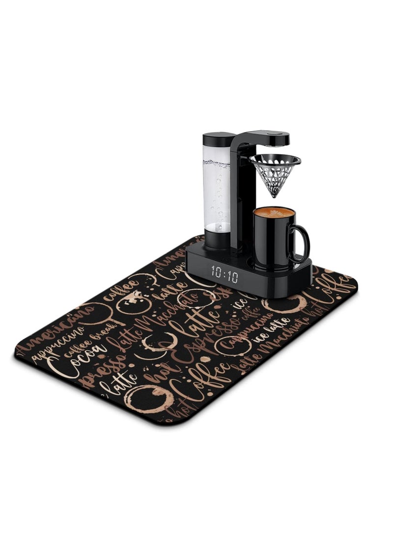 Excefore Coffee Mat Accessories for Countertop Absorbent Hide Stain Rubber Backed Dish Drying Mats for Kitchen Counter Draining Pad Decor Gift Fit Under Coffee Maker Coffee Pot Espresso Machine - Image 1