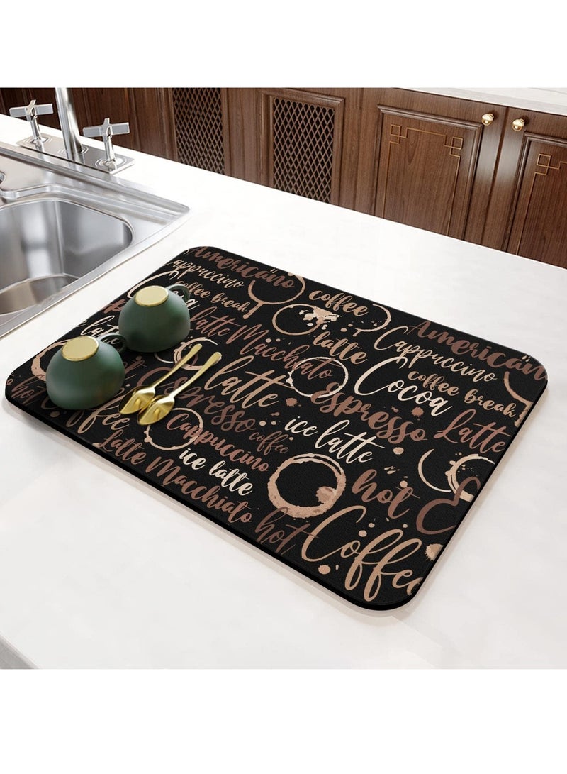 Excefore Coffee Mat Accessories for Countertop Absorbent Hide Stain Rubber Backed Dish Drying Mats for Kitchen Counter Draining Pad Decor Gift Fit Under Coffee Maker Coffee Pot Espresso Machine - Image 5