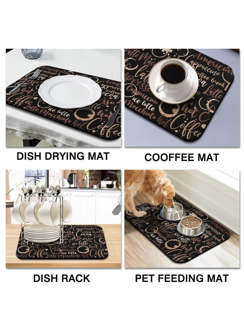 Excefore Coffee Mat Accessories for Countertop Absorbent Hide Stain Rubber Backed Dish Drying Mats for Kitchen Counter Draining Pad Decor Gift Fit Under Coffee Maker Coffee Pot Espresso Machine - Image 4