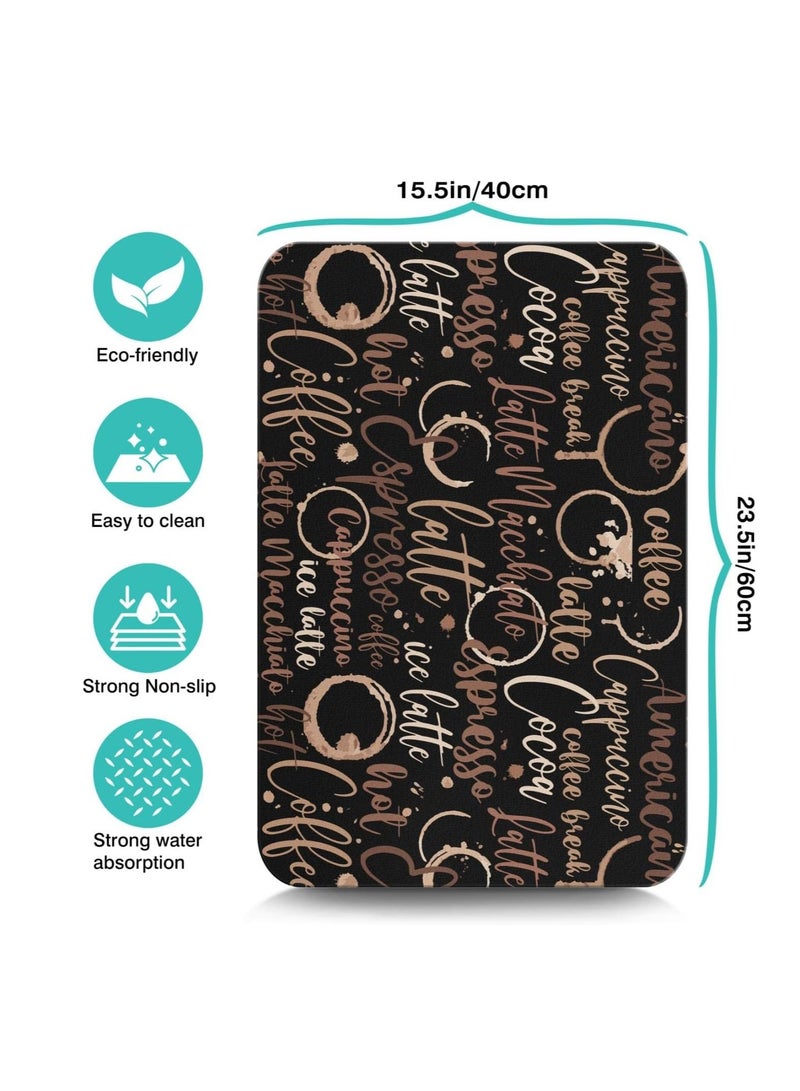Excefore Coffee Mat Accessories for Countertop Absorbent Hide Stain Rubber Backed Dish Drying Mats for Kitchen Counter Draining Pad Decor Gift Fit Under Coffee Maker Coffee Pot Espresso Machine - Image 3