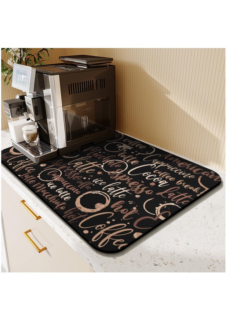 Excefore Coffee Mat Accessories for Countertop Absorbent Hide Stain Rubber Backed Dish Drying Mats for Kitchen Counter Draining Pad Decor Gift Fit Under Coffee Maker Coffee Pot Espresso Machine - Image 2