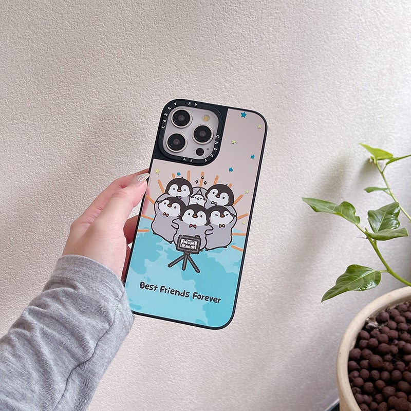 Penguin Dumb Hair For Apple Iphone15Promax Phone Case 14Pro Fashion Brand 13/12 Mirror 11 Sets - Image 1