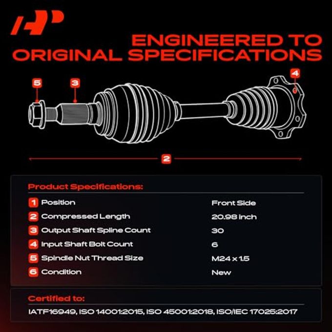 A-Premium Pair (2) Front Cv Axle Shaft Assembly Compatible With Porsche Cayenne 2011-2018 3.6L 4.8L Gas, Driver And Passenger Side, Replace# 95834903800 95834903801 - Image 3