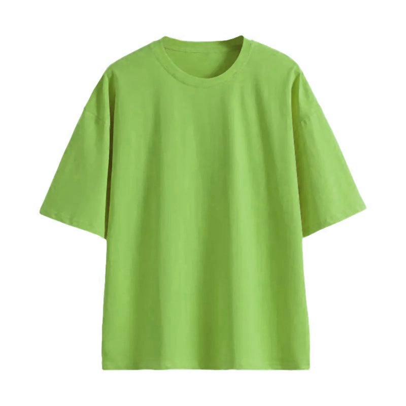 Children'S Wear Short-Sleeved Solid Color Summer Round Neck T-Shirt 100 Pure Cotton Short-Sleeved Men'S And Women'S Children'S Wear Loose Western Style T-Shirt - Image 1