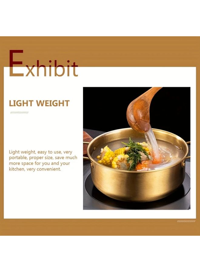 1 PC Stainless Steel Korean Ramen Pot With Dual Ear Handle 67.63 Oz 7.87 Inch For Noodles And Soups Compatible With Induction Cookers - Image 2
