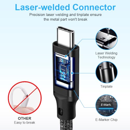Verilux® PD 100W Type C Cable Fast Charging, 20GBPS Data Cable C Type Fast Charging Support 4K@60Hz HD Video Output, Compatible for iPhone 17/16/15, Galaxy S25/S24/S23, Flash Drive, Portable Travel - Image 5