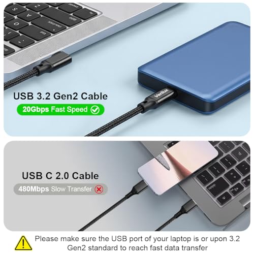Verilux® PD 100W Type C Cable Fast Charging, 20GBPS Data Cable C Type Fast Charging Support 4K@60Hz HD Video Output, Compatible for iPhone 17/16/15, Galaxy S25/S24/S23, Flash Drive, Portable Travel - Image 3