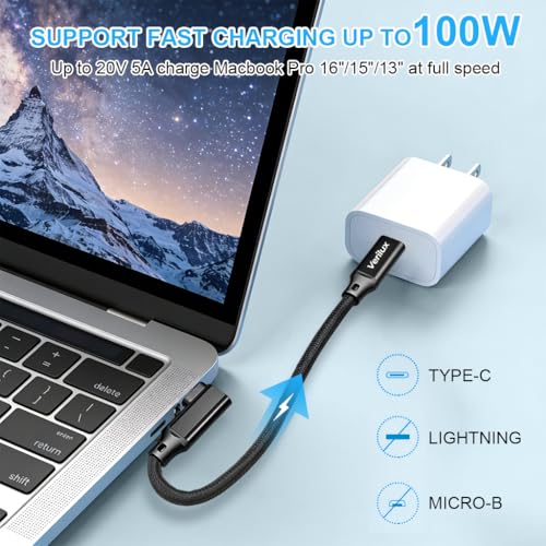 Verilux® PD 100W Type C Cable Fast Charging, 20GBPS Data Cable C Type Fast Charging Support 4K@60Hz HD Video Output, Compatible for iPhone 17/16/15, Galaxy S25/S24/S23, Flash Drive, Portable Travel - Image 2