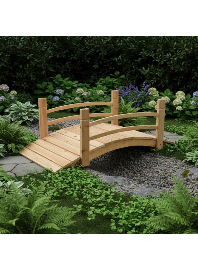 Shine Company 4980N 4 Ft. Cedar Wood Garden Bridge with Side Rails, Natural - Image 2