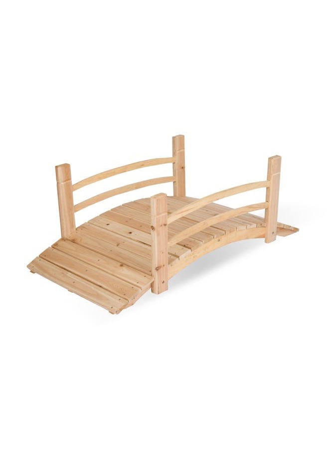 Shine Company 4980N 4 Ft. Cedar Wood Garden Bridge with Side Rails, Natural - Image 1