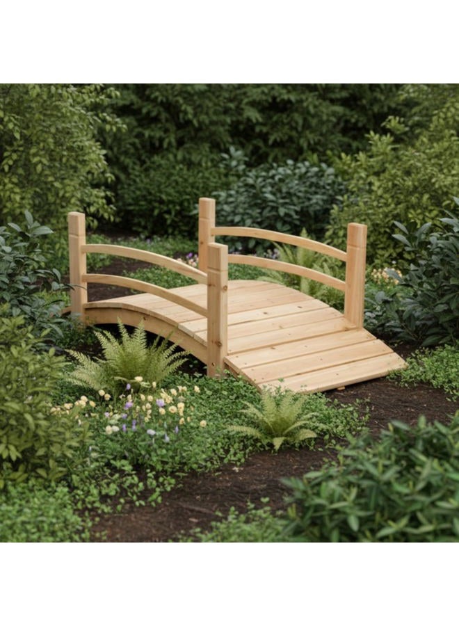Shine Company 4980N 4 Ft. Cedar Wood Garden Bridge with Side Rails, Natural - Image 4