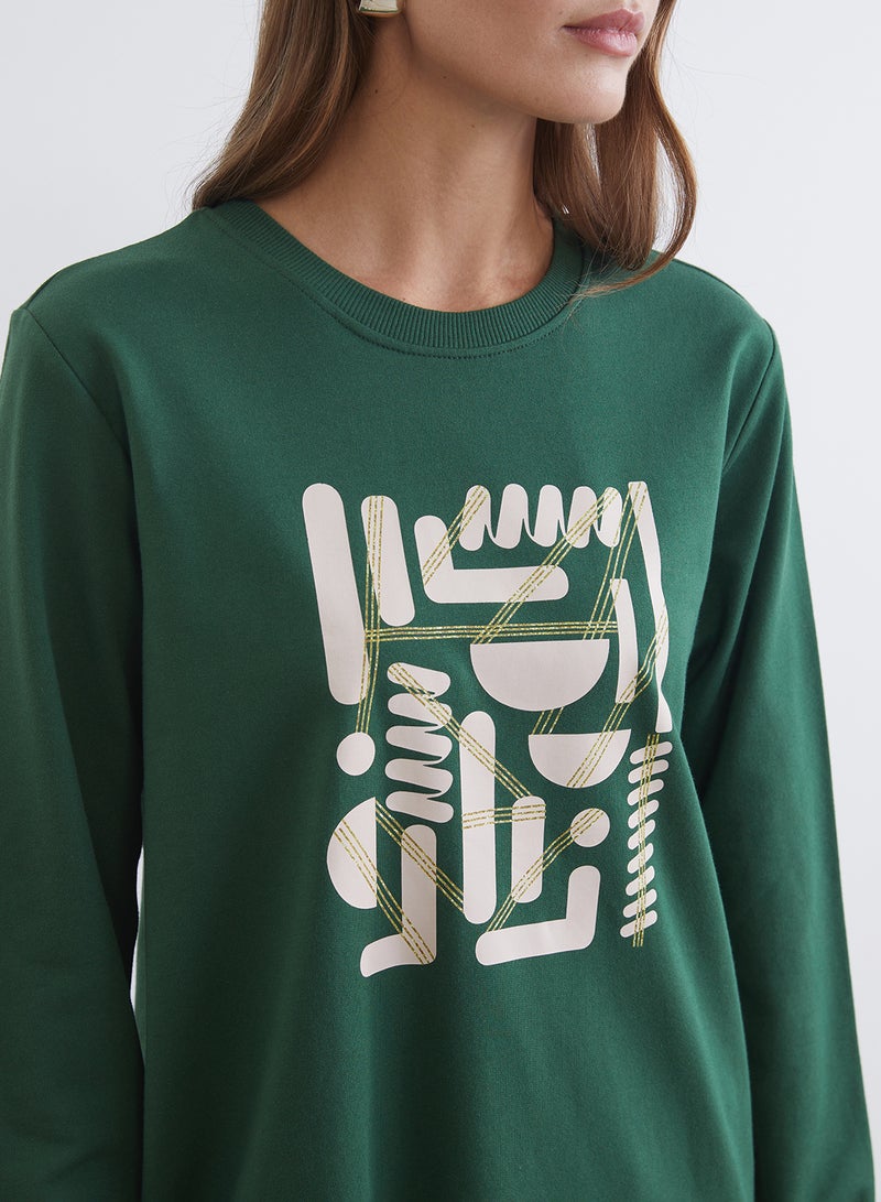 LC WAIKIKI Crew Neck Printed Women's Sweatshirt Tunic - Image 5