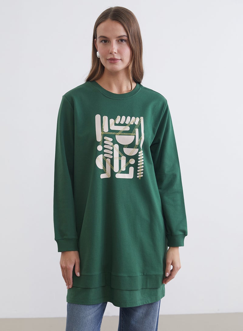 LC WAIKIKI Crew Neck Printed Women's Sweatshirt Tunic - Image 2