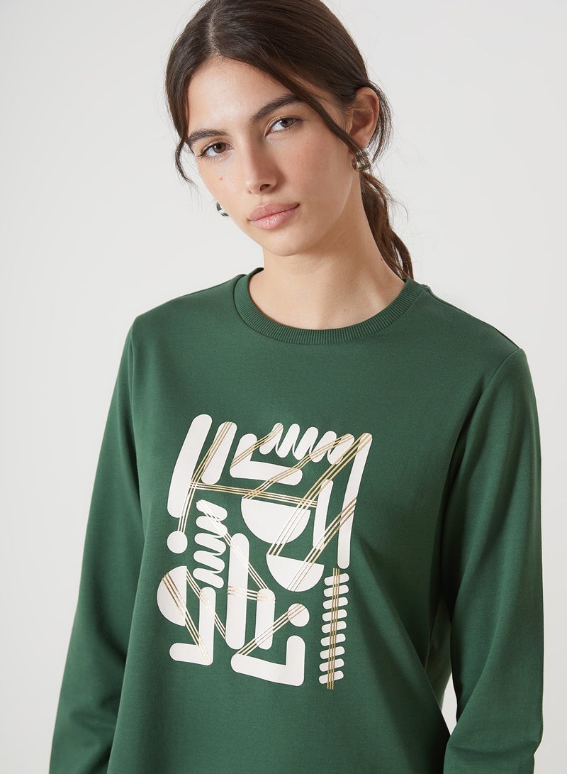 LC WAIKIKI Crew Neck Printed Women's Sweatshirt Tunic - Image 1