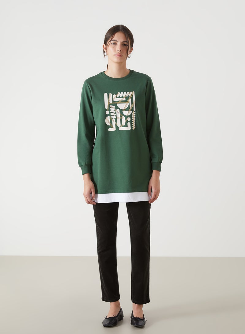 LC WAIKIKI Crew Neck Printed Women's Sweatshirt Tunic - Image 4