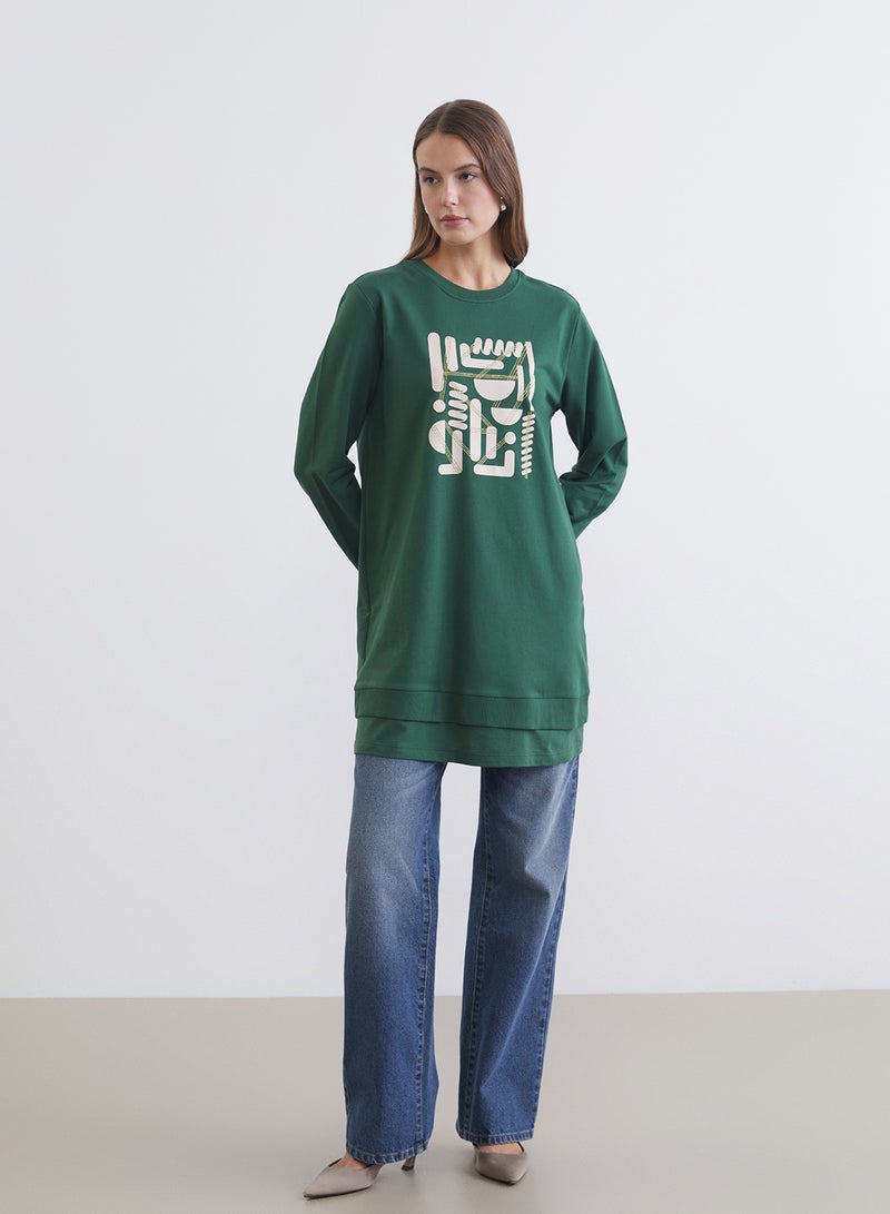 LC WAIKIKI Crew Neck Printed Women's Sweatshirt Tunic - Image 3