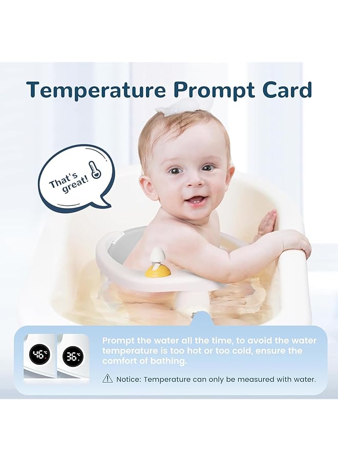 Baby Bath Seat For Babies 6 Months & Up Non Slip Toddler Bath Seat For Baby Sitting Up Infant Bath Seat With Toy & Temperature Sensor Soft Cushion Gray - Image 3